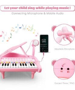 Love&Mini Piano Toy Keyboard for Kids Birthday Gift Age 1+ Pink 24 Keys Toddler Piano Music Toy Instruments with Microphone 24 Keys Pink 32 716zPq4jL L