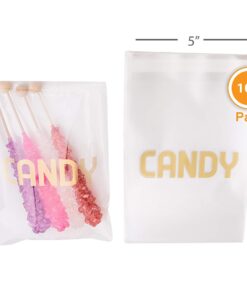 Sweet Details Party Co. Cellophane 'Candy' Bags (100 Pack) Gold & Clear Goodie Bags for Candy Bar & Buffet Gifts- Wedding/Birthday Party Favor Bags- Self-Sealing & Resealable Adhesive - NO Ties! Candy Bags - Gold 10 716zqukIHmL