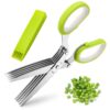 Herb Scissors, X-Chef Multipurpose 5 Blade Kitchen Herb Shears Herb Cutter with Safety Cover and Cleaning Comb for Chopping Basil Chive Parsley (Green) 19 7171EvuIDFL
