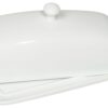 Now Designs Stoneware Rectangle Butter Dish with Lid, White 4.5 x 8 in