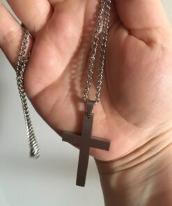 FIBO STEEL Stainless Steel Cross Pendant Chain Necklace for Men Women, 22-30 Inches 50*30*3mm cross, 24 inches chain 51 7171QcXVEcL
