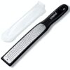 Zester Stainless Steel Grater, Long Ergonomic Handle Cheese, Lemon, Ginger & Potato Zester with Plastic Cover, with Rubber Base (Black) Black