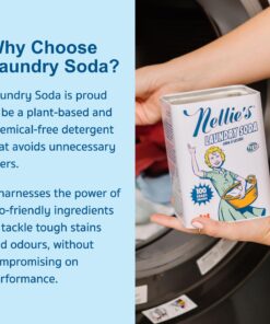 Nellie's Laundry Soda - Concentrated Laundry Detergent Powder - 100 Loads - Eco-Friendly, Vegan, Hypoallergenic, Fragrance-Free, and Non-Toxic Formula Fragrance Free 3.3 Pound (Pack of 1) 25 7175Ay2J9pL