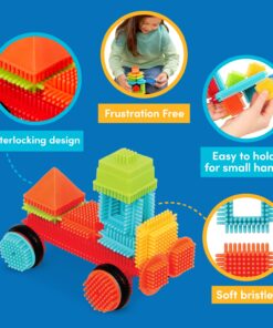 Battat- Bristle Blocks- STEM Interlocking Building Blocks- 50 pc Playset- Developmental Toys for Toddlers & Kids- Basic Builder Bucket- 2 Years + 50 pcs 21 71764e6YbZL
