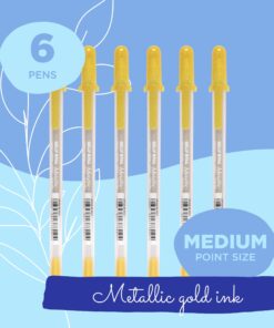 Alternative view of SAKURA Gelly Roll Metallic Gel Pens - Pens for Scrapbook, Journals, or Drawing - Metallic Gold Ink - Medium Line - 6 Pack 6 Count (Pack of 1)