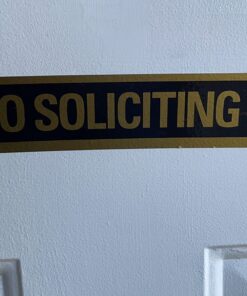 Headline Sign - Self-Stick Sign, NO SOLICITING" Sign, 2 x 8 Inches, Black and Gold, Made in USA (9369) 12 7177tJVHFUL