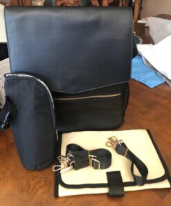 KZNI Leather Diaper Bag Backpack, Diaper Backpack Nappy Baby Bags for Mom Unisex Maternity Diaper Bag with Stroller Hanger Black 32 71780e74l0L