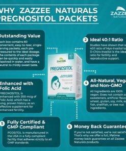 Zazzee PREGNOSITOL Premium Myo-Inositol, D-Chiro-Inositol & Folic Acid Blend, 60 Day Supply, 2 Month Supply, Ideal 40:1 Ratio, 60 Easy-Tear Packets, 100% Vegan, All Natural and Non-GMO 60 Count (Pack of 1) 17 71784oUuImL