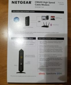 NETGEAR Cable Modem CM600 - Compatible with Cable Providers Including Xfinity by Comcast, Spectrum, Cox | for Cable Plans Up to 400 Mbps | DOCSIS 3.0 | 24x8 27 7179BHELyL