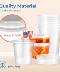 Alternative view of [36 Pack] Food Storage Containers with Lids, Round Plastic Deli Cups, US Made, 16 oz, Pint Size, Leak Proof, Airtight, Microwave & Dishwasher Safe, Stackable, Reusable, White