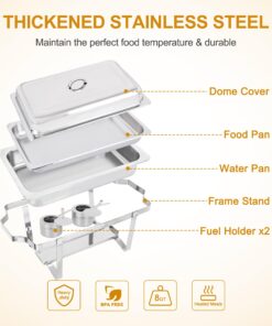 Alternative view of 4 Pack Chafing Dish Buffet Set 8 Qt Stainless Steel Complete Chafer Set Catering Warmer Set with Water Pan, Fuel Holder for Parties, Dinners, Catering, Buffet and Weddings 4