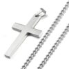FIBO STEEL Stainless Steel Cross Pendant Chain Necklace for Men Women, 22-30 Inches 50*30*3mm cross, 24 inches chain 2 717Amvhqw L