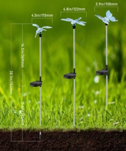 Solar Garden Lights - 3 Pack Solar Stake Light, Color Changing Solar Powered Decorative Landscape Lighting Hummingbird Butterfly Dragonfly for Outdoor Path, Yard, Lawn, Lawn, Halloween, Christmas 27 717D cjjtkL