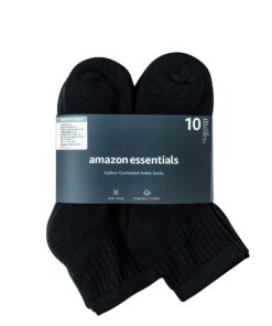 Amazon Essentials Women's Cotton Lightly Cushioned Ankle Socks, 10 Pairs 6-9 Black 10 717D9pZvLdL