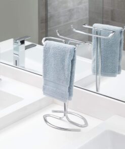 iDesign Metal Hand Towel Rack, The Axis Collection – Holds 2 Hand Towels, 7.75” x 6.25” x 13.5”, Chrome 27 717EhlvnxL