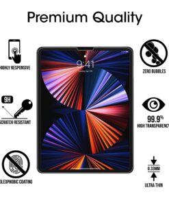 amFilm (2 Pack for iPad Pro 12.9 (2022, 2021, 2020, 2018) Glass Screen Protector for iPad Pro 12.9 inch, Tempered Glass, Ultra Sensitive, Face ID and Apple Pencil Compatible 24 717FL3HGZuS