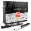 ARTEZA Black Dry Erase Markers, Pack of 52, Fine Tip, Low-Odor Black Ink, Classroom Whiteboard Markers for Back to School Supplies, Office, Homeschooling and Teachers, Erasable Bulk Supply 1 Count (Pack of 52) 18 717FquvH6iL