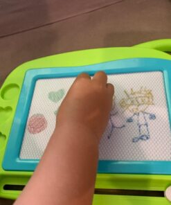 AiTuiTui Magnetic Drawing Board Mini Travel Doodle, Erasable Writing Sketch Colorful Pad Area Educational Learning Toy for Kid/Toddlers/Babies with 3 Stamps and 1 Pen (Green) Green 38 717Hfsf89DL