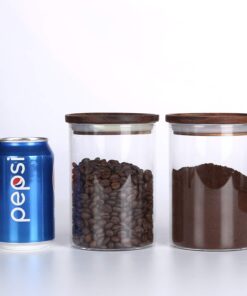 KKC HOME ACCENTS Airtight Glass Loose Tea Storage Holder Container,Tea Canisters For Loose Tea,Ground Coffee,Glass Storage Jar Containers with Airtight Wood Lids,Sealed Jars,25 Fluid-oz 25 Floz x 2 17 717Hz6MyIJL