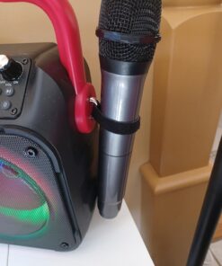 Karaoke Machine with Two Wireless Microphones, Portable Karaoke Machine for Adults & Kids, Portable Bluetooth Speaker with PA System, LED Lights, Supports TF Card/USB, AUX in, FM, USB,TWS (Red) red 21 717KYWA65NL