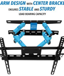 Mount-It! Articulating TV Wall Mount Corner Bracket, VESA 400 x 400 Compatible, Stable Dual Arm Full Motion, Swivel, Tilt Fits 32, 37, 40, 42, 47, 50 Inch TVs, 115 Lbs Capacity with HDMI Cable Black 30 717KpW8UvBL