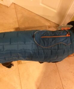 Kurgo Loft Dog Jacket, Reversible Dog Coat, Wear with Harness or Sweater, Water Resistant, Reflective, Winter Coat For Large Dogs (Coastal Blue, XL) Extra Large Coastal Blue/Orange 55 717L7fgJj5L
