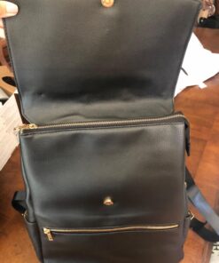 KZNI Leather Diaper Bag Backpack, Diaper Backpack Nappy Baby Bags for Mom Unisex Maternity Diaper Bag with Stroller Hanger Black 33 717LMPEFLBL