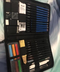 H & B 48 Professional Sketching Pencils and Drawing Kits, Including Sketching Pads, Graphite Pencils, Pencil Sharpener and Eraser, Artist's Art Supplies for Children 48 Piece Set 35 717LcAedGbL