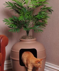 Good Pet Stuff, The Original Hidden Litter Box, Artificial Plants & Enclosed Cat Planter Litter Box, Vented & Odor Filter, Easy to Clean, Mocha Brown , 20" wide x 19 3/4" 30 717MH1vJP4L