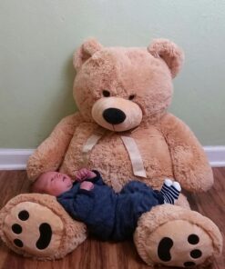 JOON Huge Teddy Bear With Ribbon, Tan 28 717MknUB0L