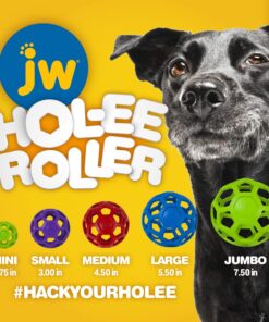 JW Pet Hol-ee Roller Dog Toy Puzzle Ball, Natural Rubber, Medium (4.5 Inch Diameter), Colors May Vary 16 717NCNEZ6XL