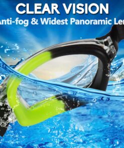 Alternative view of EverSport Kids Swim Goggles, Pack of 2 Swimming Goggles for Children Teens, Anti-Fog Anti-UV Youth Swim Glasses for Age4-16 Green/Black & Mirrored Blue