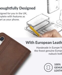 Snakehive iPhone XR Vintage Wallet || Genuine Leather Wallet Phone Case || Real Leather with Viewing Stand & 3 Card Holder || Flip Folio Cover with Card Slot (Brown) Apple iPhone XR Brown 27 717PS45PiL