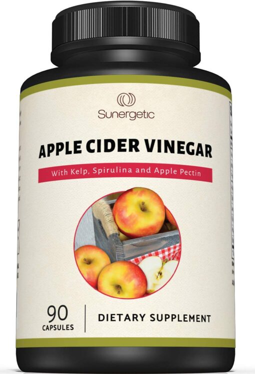 Premium Apple Cider Vinegar Capsules – Includes Apple Pectin, Spirulina & Kelp – ACV to Help Support Overall Wellness – Powerful Apple Cider Vinegar Pills – 90 Apple Cider Vinegar Capsules