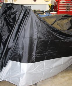 XYZCTEM All Season Black Waterproof Sun Motorcycle Cover,Fits up to 116" Motors (XXX Large & Lockholes) 116" Black & Silver 29 717Py7 aBuL 2