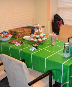 Beistle Plastic Game Day Football Tablecover for Rectangle Tables Sports Tableware Touchdown Tailgate Party, 54" x 108", Green/White 1 Pack 37 717Qb03DzL