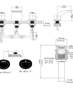 BWE Led Waterfall Widespread 8 Inch 2 Handle Bathroom Faucet 3 Hole Matte Black with Pop Up Drain Assembly with Overflow and Supply Line Vanity Lavatory Sink Mixer Tap 15 717SUFUqooL