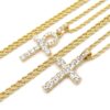 Fashion 21 Egyptian Ankh, Cross Pendant 20 inches to 30 inches Chain Two Necklace Set in Gold Tone 22"+26" Rope Chain Set
