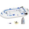 Sea Eagle SE9 Lightweight Inflatable Boat with Inflatable Floor, 5' Oar Set, Boat Bag, Foot Pump, 2 Seats Great for Boating, Motoring, Rowing, Fishing & Yacht Tending Fisherman's Dream