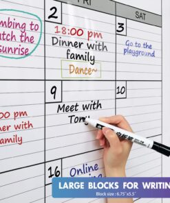 Dry Erase Monthly Extra Large White board Calendar for Wall, 38" by 50", Jumbo Laminated Erasable One Month Whiteboard Calendar, Huge Oversized Blank 30-Day Poster with Lines and Squares 24 717UFmGRwPL