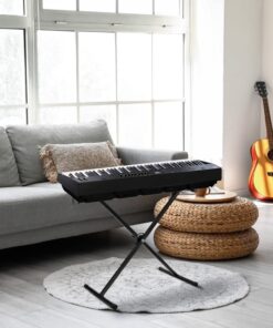 Flexzion Classic Keyboard Stand Musician Electronic Piano Organ Single Tube X Type 7 Position Folding Adjustable Height Metal Braced Rack Portable with Locking Straps 14 717UeN2W FL