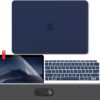 GMYLE MacBook Air 13 Inch Case 2020 2019 2018 A2337 M1 A2179 A1932 with Touch ID Retina Display, Plastic Hard Shell, Keyboard Cover, Privacy Webcam Cover Slide, Screen Protector Set, Navy Blue 150 717VBAi 3L