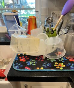 Chef'n Plastic 401-281-004 DishGarden Dish Rack, 14 x 13.25 x 6.5 inches, White/Green 40 717W6MolrNL