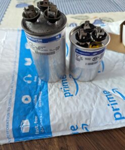 Alternative view of GE Genteq Replacement for Capacitor 30/5 uf 370 volt 97F9833, 370V, 30/5 MFD, Dual Run, Round Capacitor