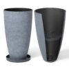 LA JOLIE MUSE Set of 2 Tall Planters with Trays, 20 Inch Indoor/Outdoor Tall Planters,Large Grey Flower Pots,Tree Planters for Front Door,Patio and Deck 2 Pack - 20" Gray 27 717Z3nHAHL
