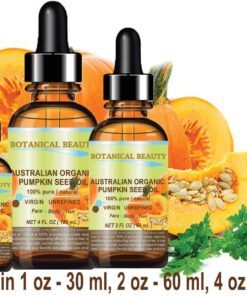 Botanical Beauty ORGANIC PUMPKIN SEED OIL Australian. 100% Pure Natural Unrefined Cold Pressed Carrier Oil. 2 Fl.oz.- 60 ml. For Skin, Hair, Lip, Nails. Richest Sources of Vitamins A, C, E, K 20 717ZUWWfD2L
