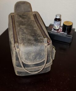 KOMALC Premium Buffalo Leather Unisex Toiletry Bag Travel Dopp Kit Distressed Tan 70 717ZcIhs39L