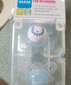 MAM Original Start Newborn Baby Pacifier, Best Pacifier for Breastfed Babies, Sterilizer Case, 0-3 Months, Boy, 2 Count (Pack of 1) 2-Pack 43 717ZvcOGF9L