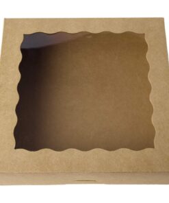 ONE MORE 9inch Brown Bakery Pie Boxes,Large Kraft Cookie Boxes with PVC Window Natural Disposable box 9x9x2.5inch,12 of Pack 40 717aGkoC0L