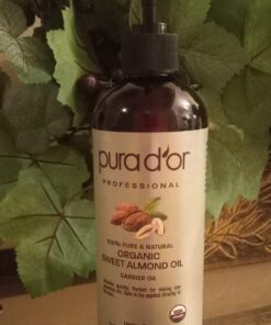 PURA D'OR 16 Oz ORGANIC Sweet Almond Oil - 100% Pure & Natural USDA Certified Cold Pressed Carrier Oil For DIY Beauty - Non-Greasy, Unscented, Hexane Free Moisturizer & Massage Oil - For Hair & Skin 30 717aZ6GLhL